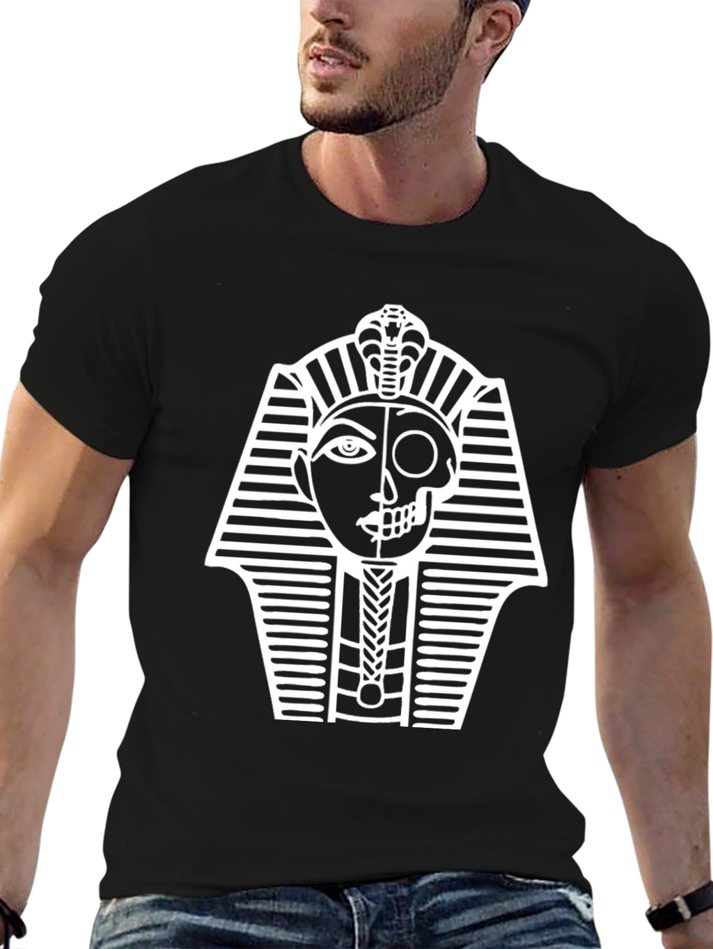 Egyptian Pharaoh Skull Graphic T-Shirt