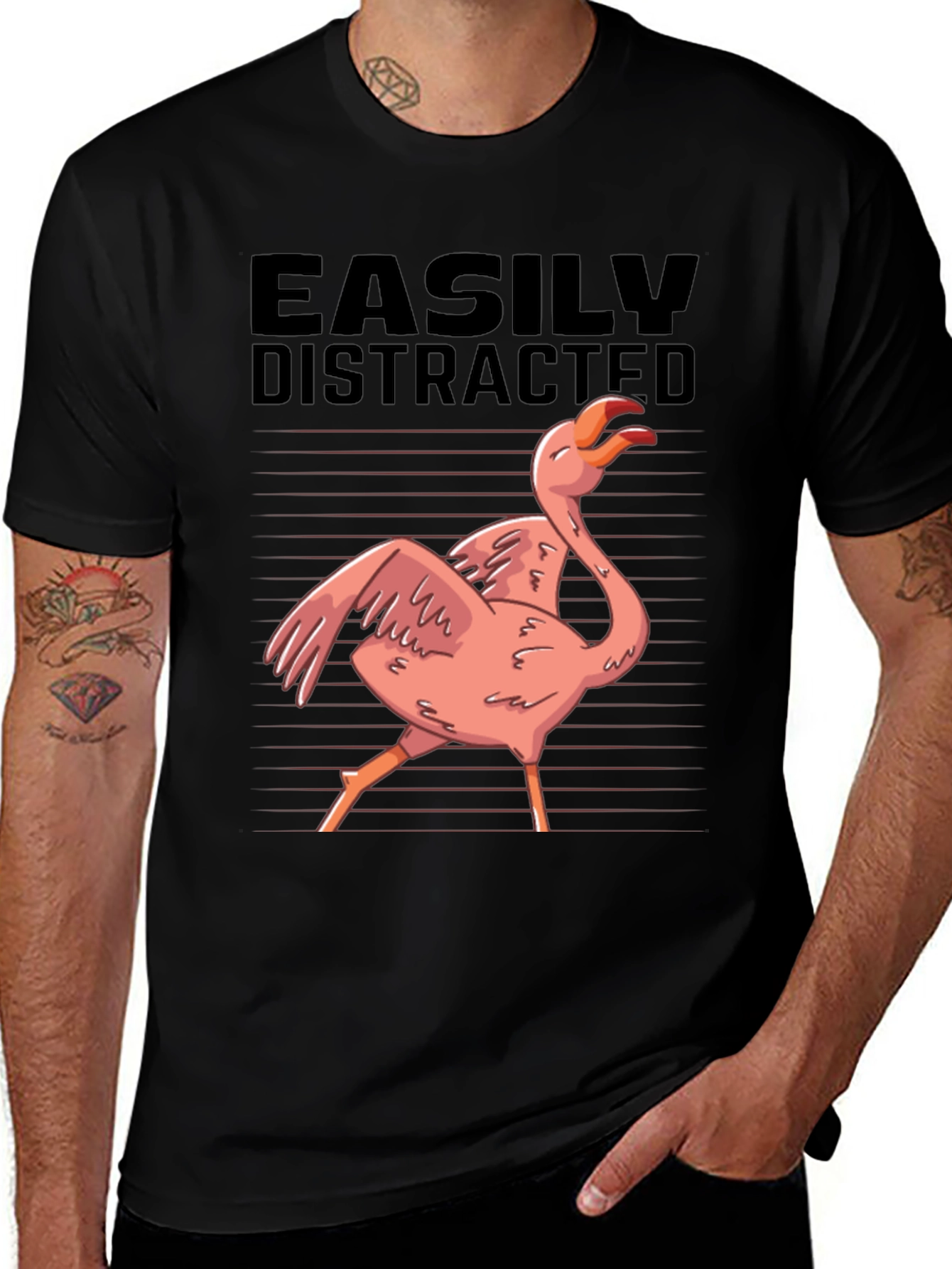 Easily Distracted Flamingo Graphic T-Shirt