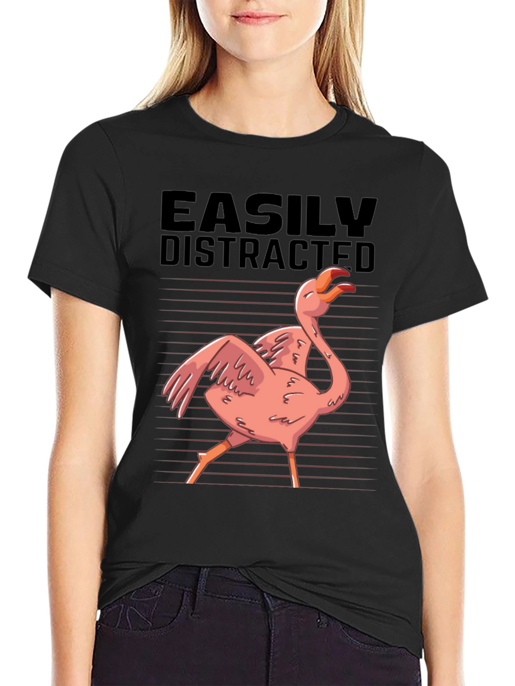 Easily Distracted Flamingo Graphic T-Shirt