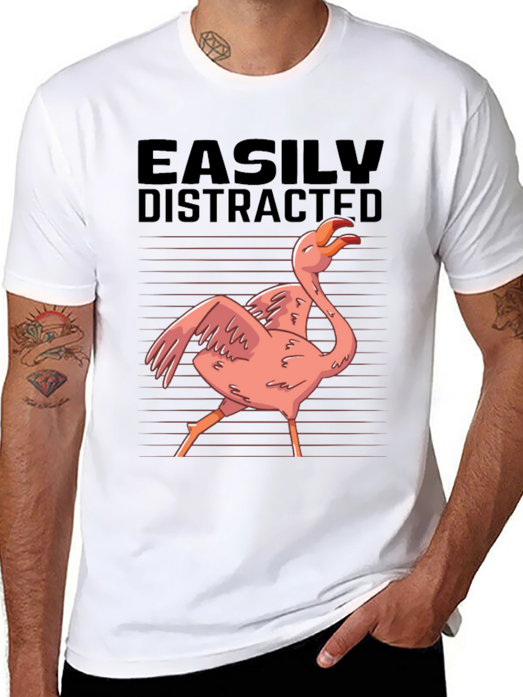 Easily Distracted Flamingo Graphic T-Shirt