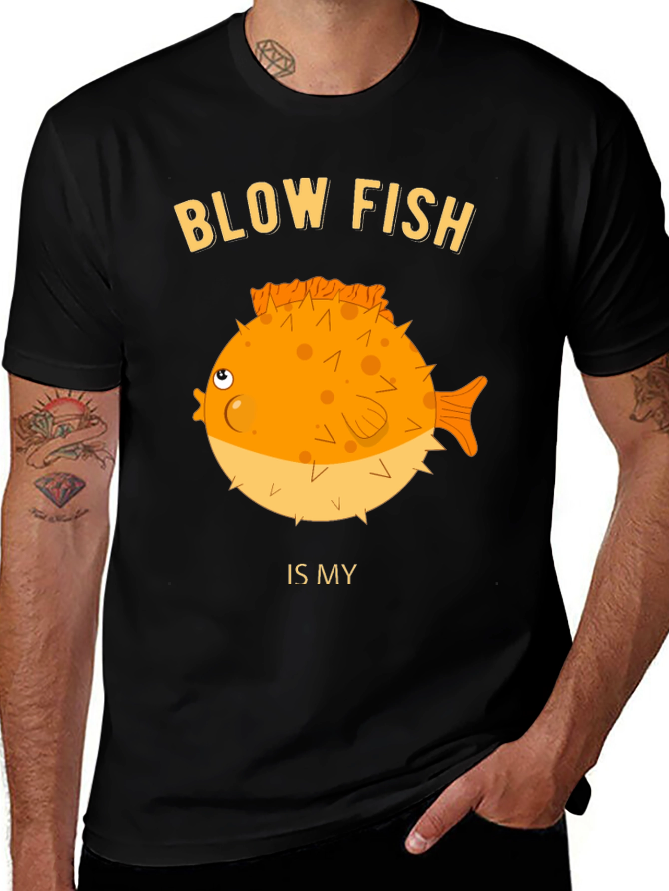 Blow Fish Graphic T-Shirt - Funny Fish Lover Tee
