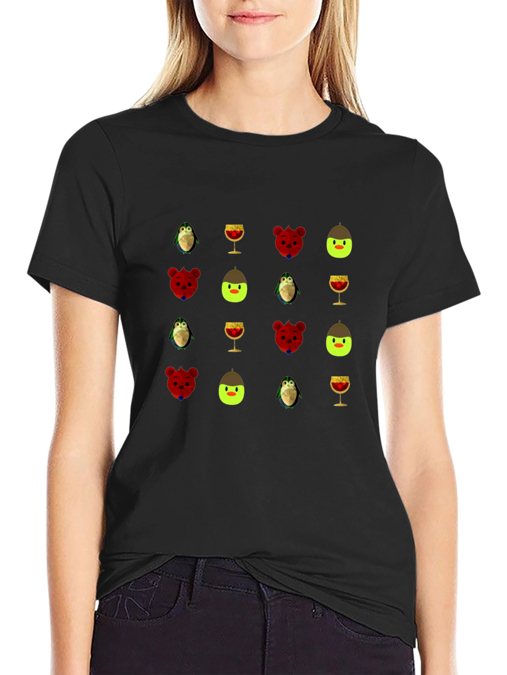 Patterned Black T-Shirt