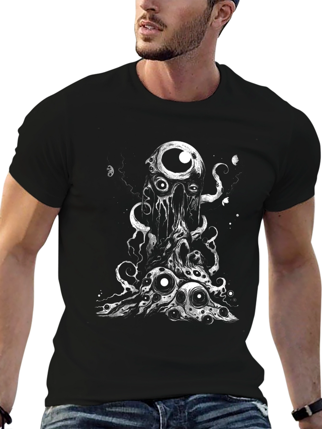 Eye Monster Graphic Tee - Black Cotton T-Shirt
