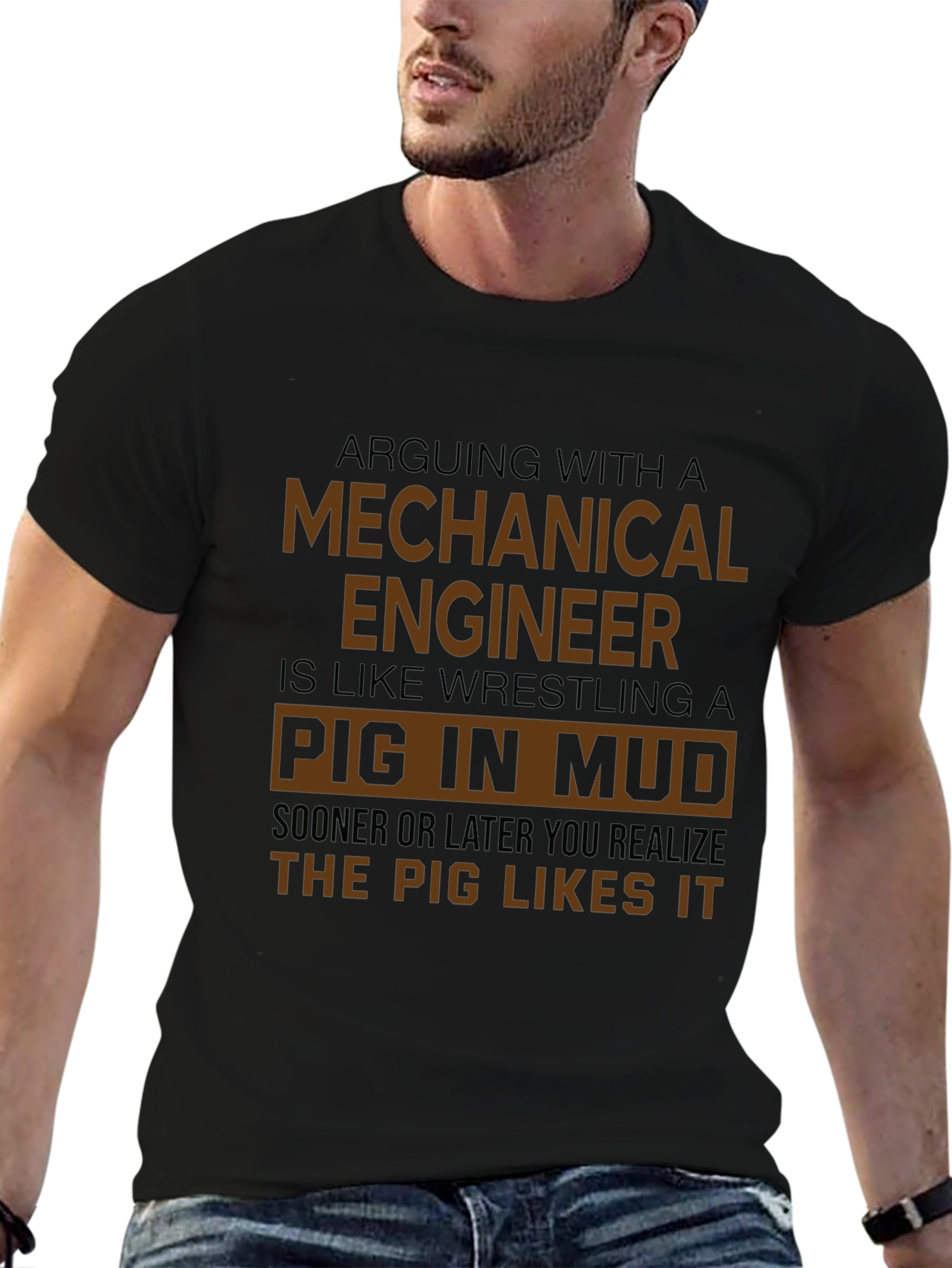 Mechanical Engineer Pig in Mud Graphic Tee