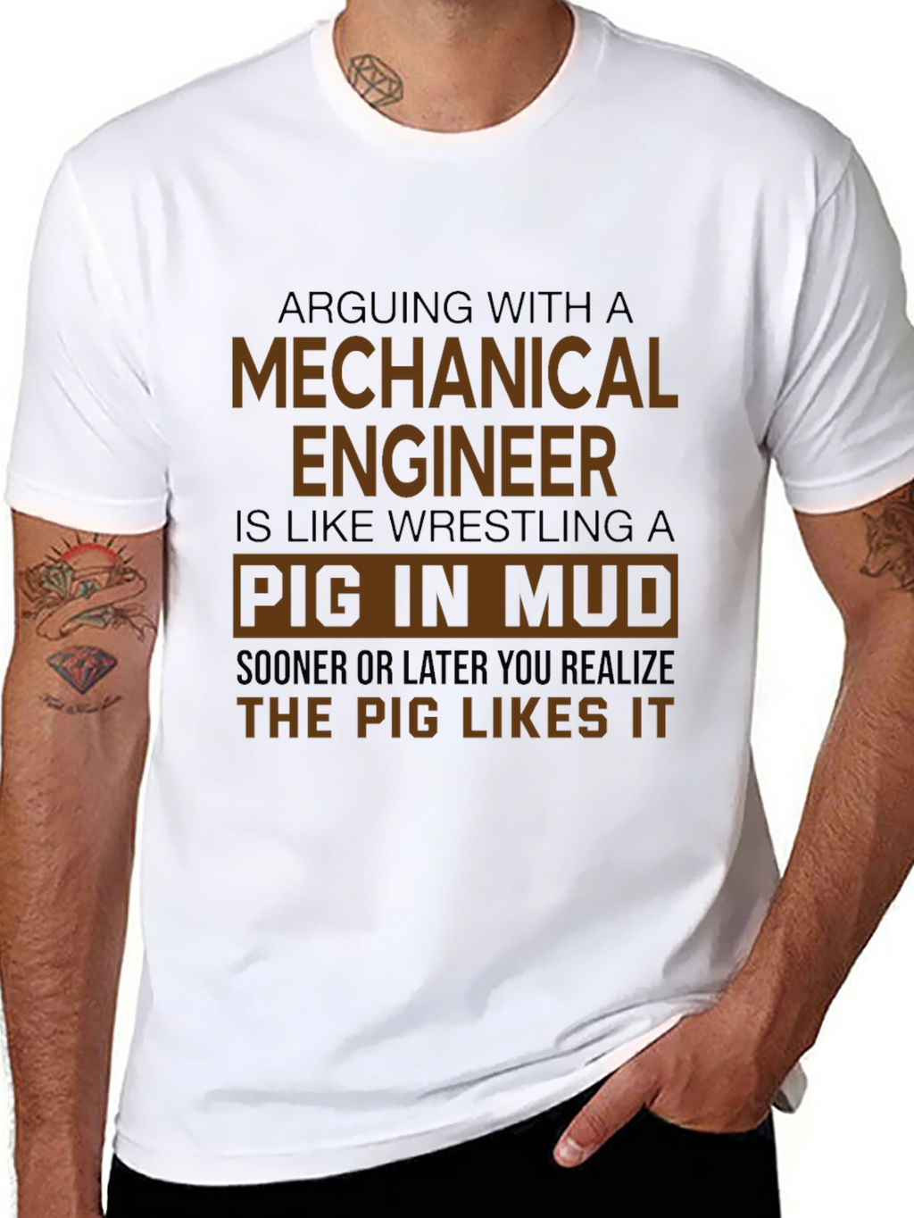 Mechanical Engineer Pig in Mud Graphic Tee