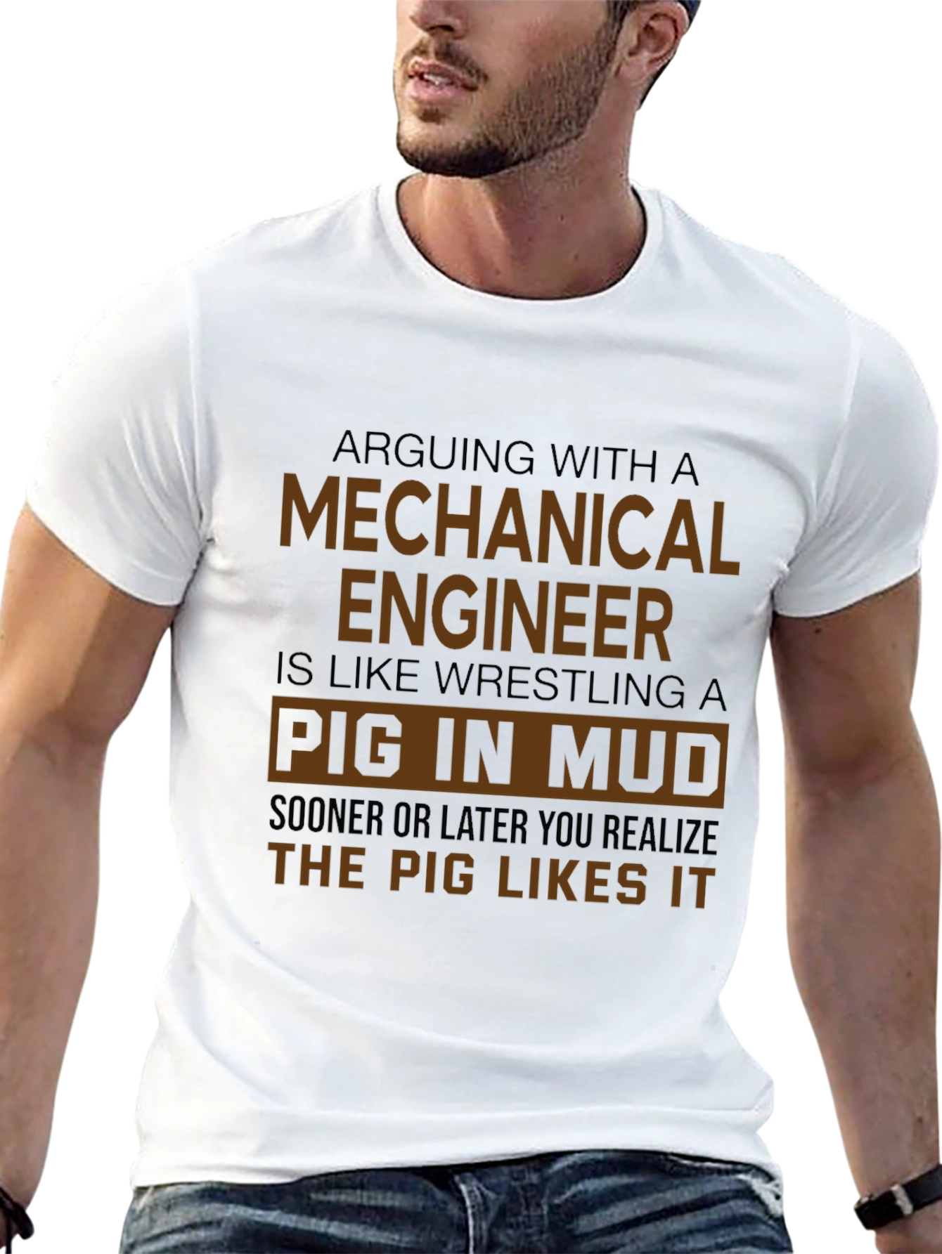Mechanical Engineer Pig in Mud Graphic Tee