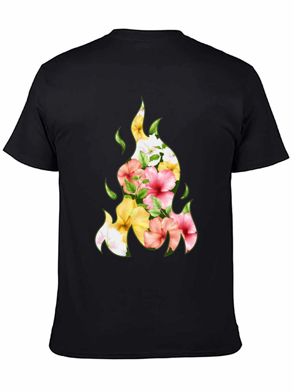 Floral Fire Graphic Tee - Stylish Black T-Shirt