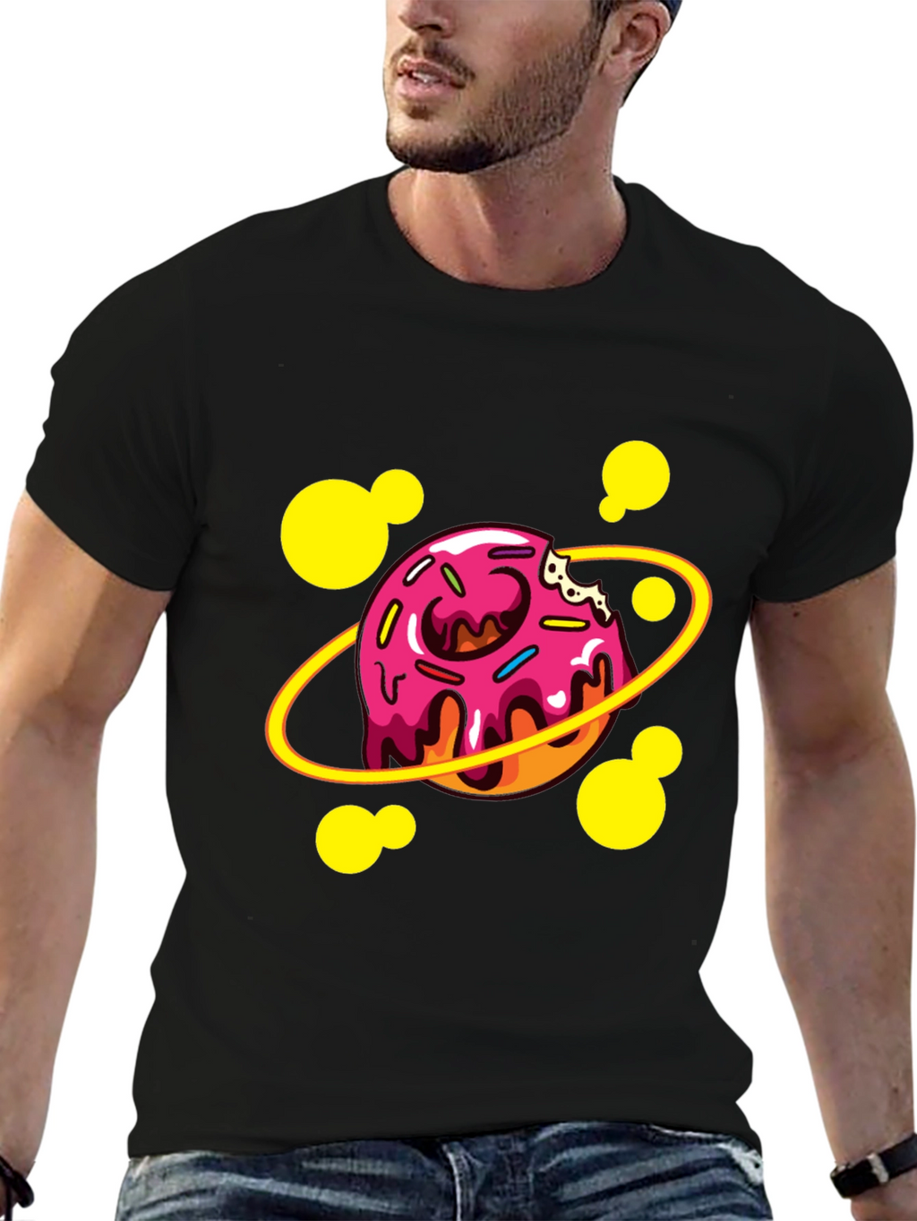 Donut Planet Graphic T-Shirt - Black