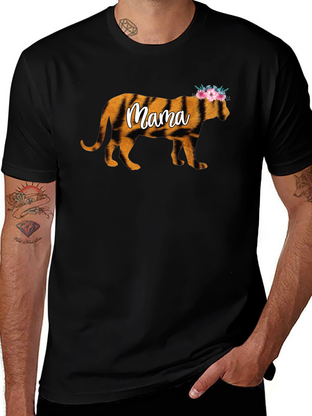 Mama Tiger Graphic Tee - Floral Crown Design