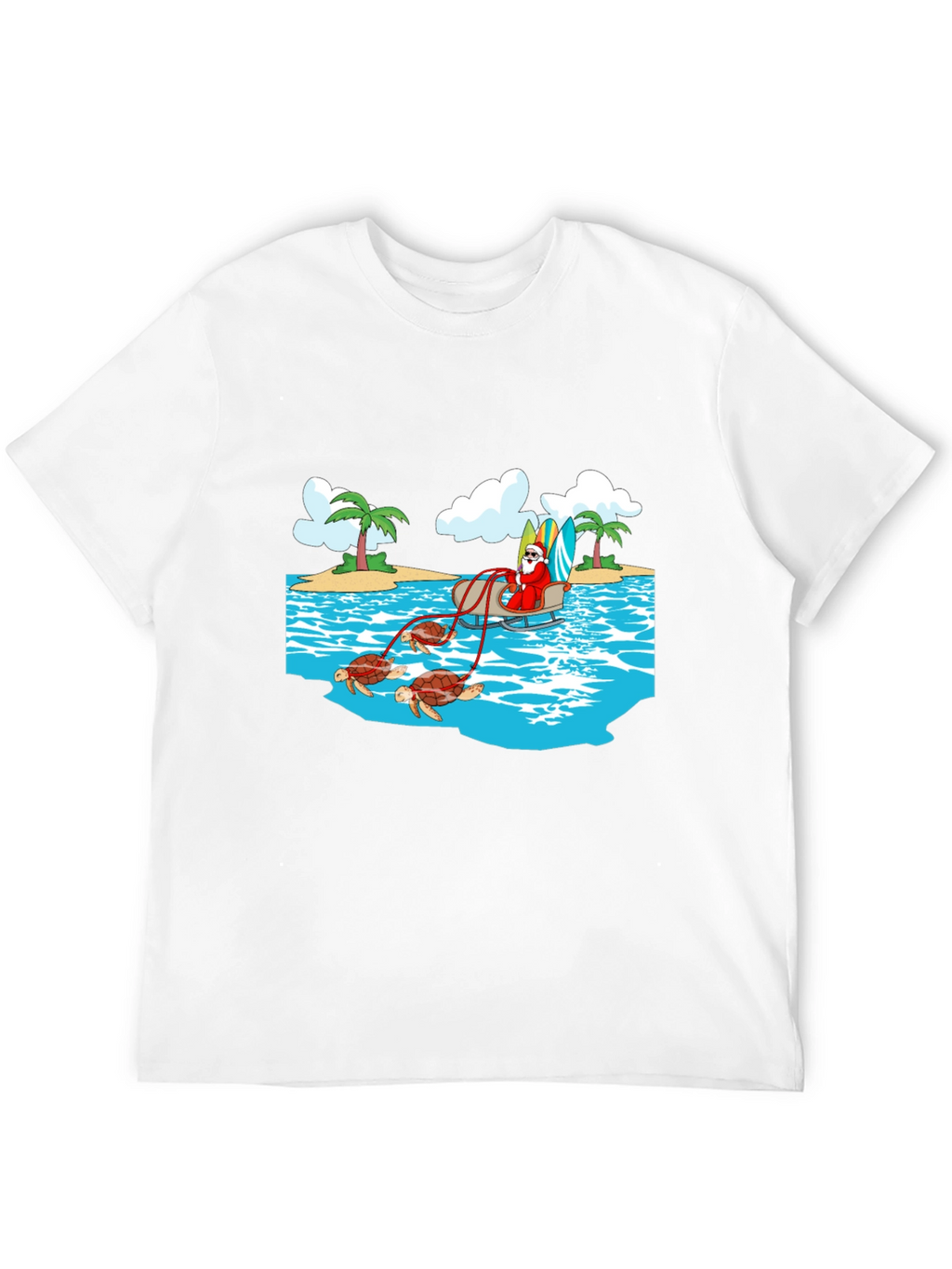 Santa Riding Turtles Mens Graphic Tee