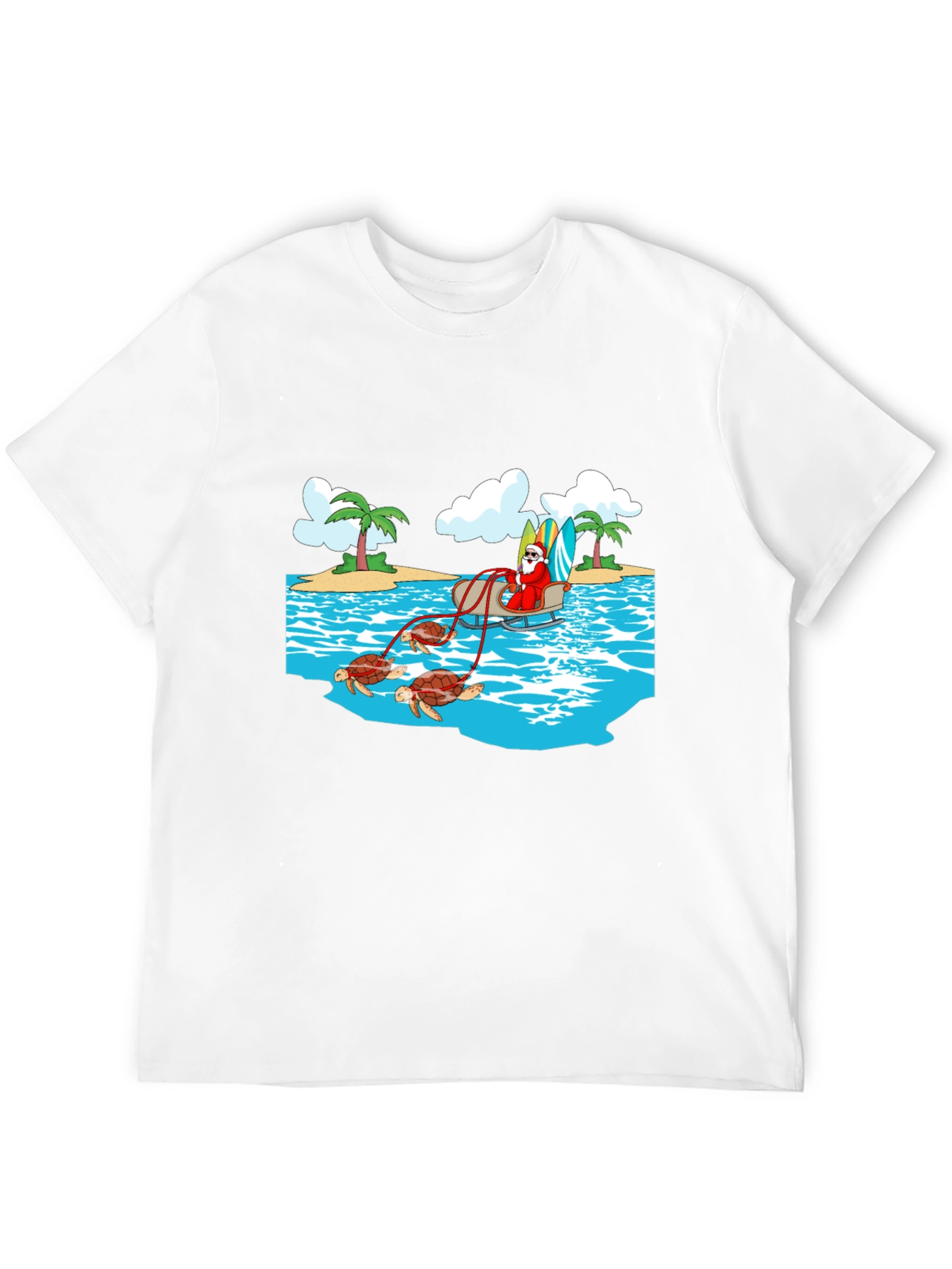 Santa Riding Turtles Mens Graphic Tee