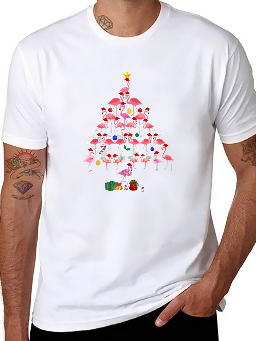 Flamingo Christmas Tree T-Shirt