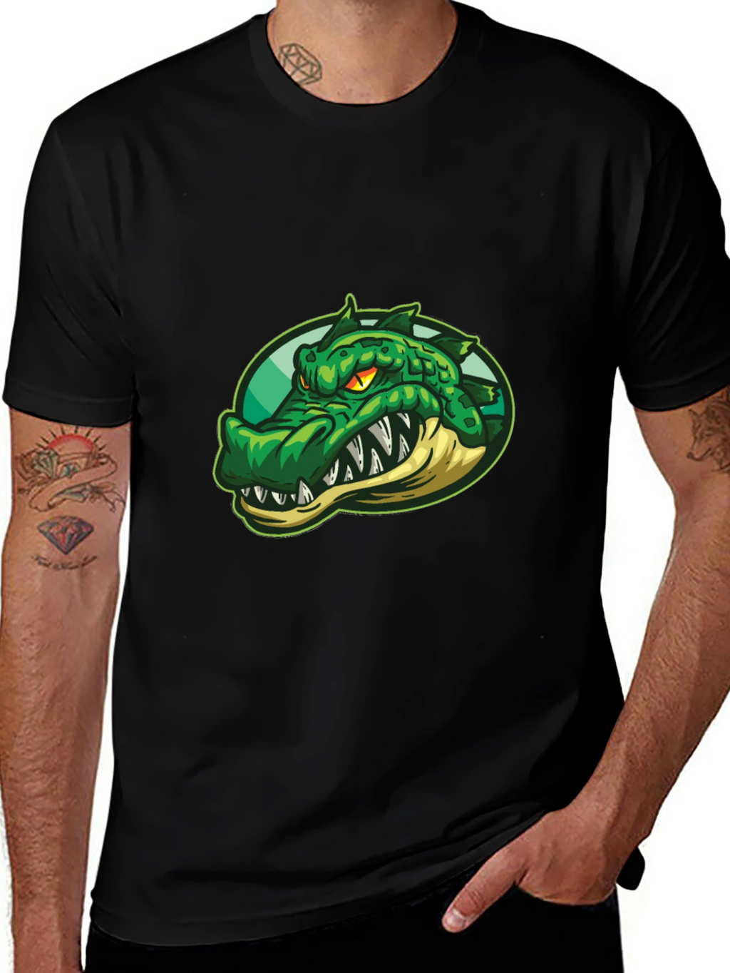 Mens Crocodile Graphic T-Shirt - Black