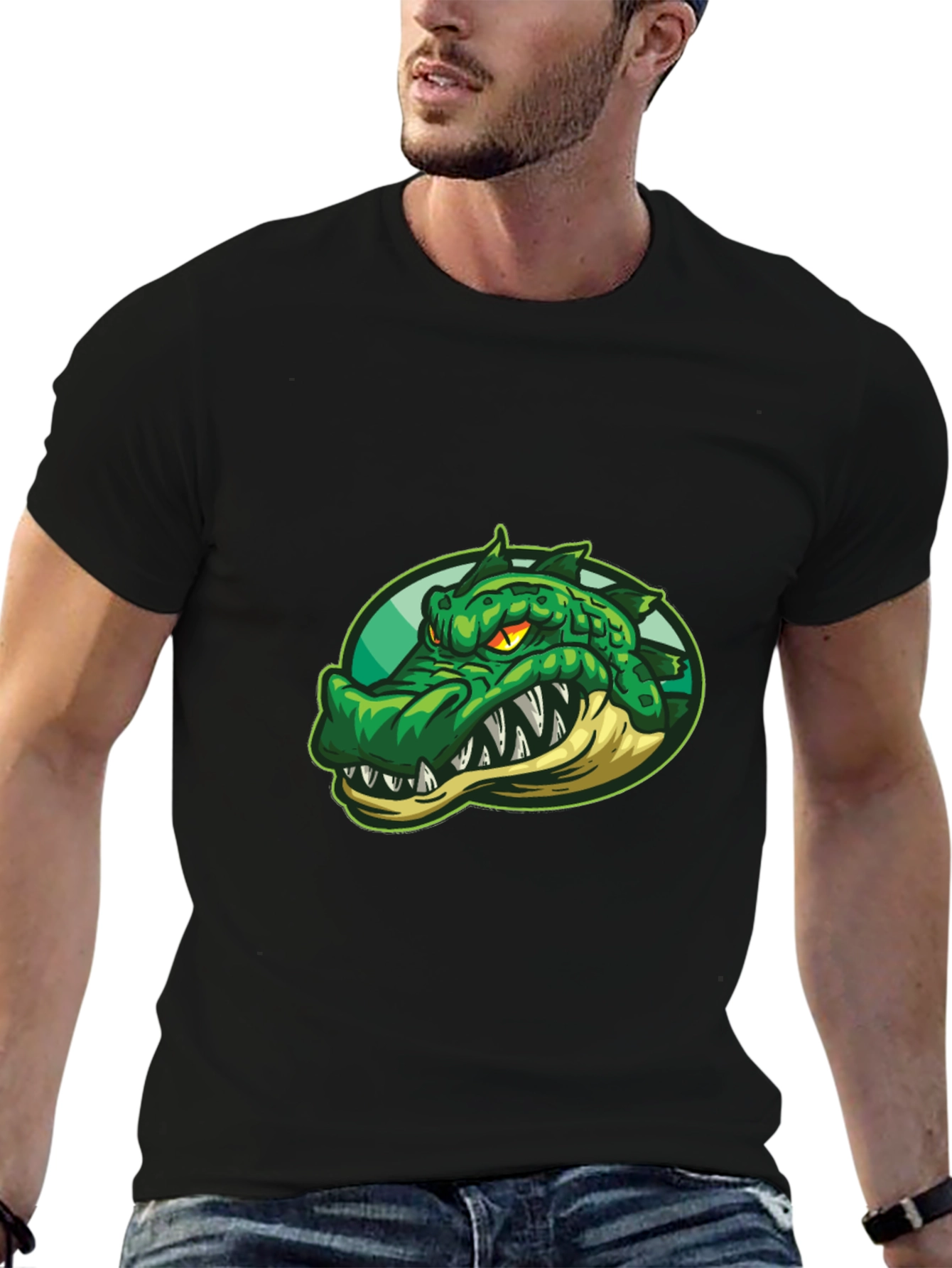 Mens Crocodile Graphic T-Shirt - Black