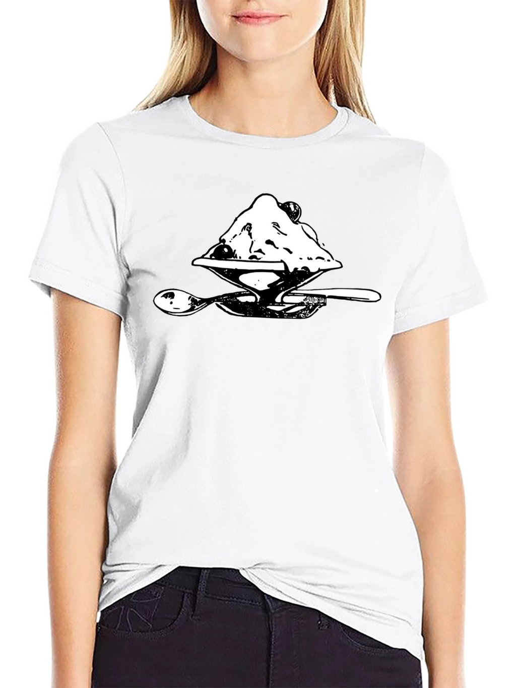 Ice Cream Dessert Graphic Tee - Soft Black Cotton
