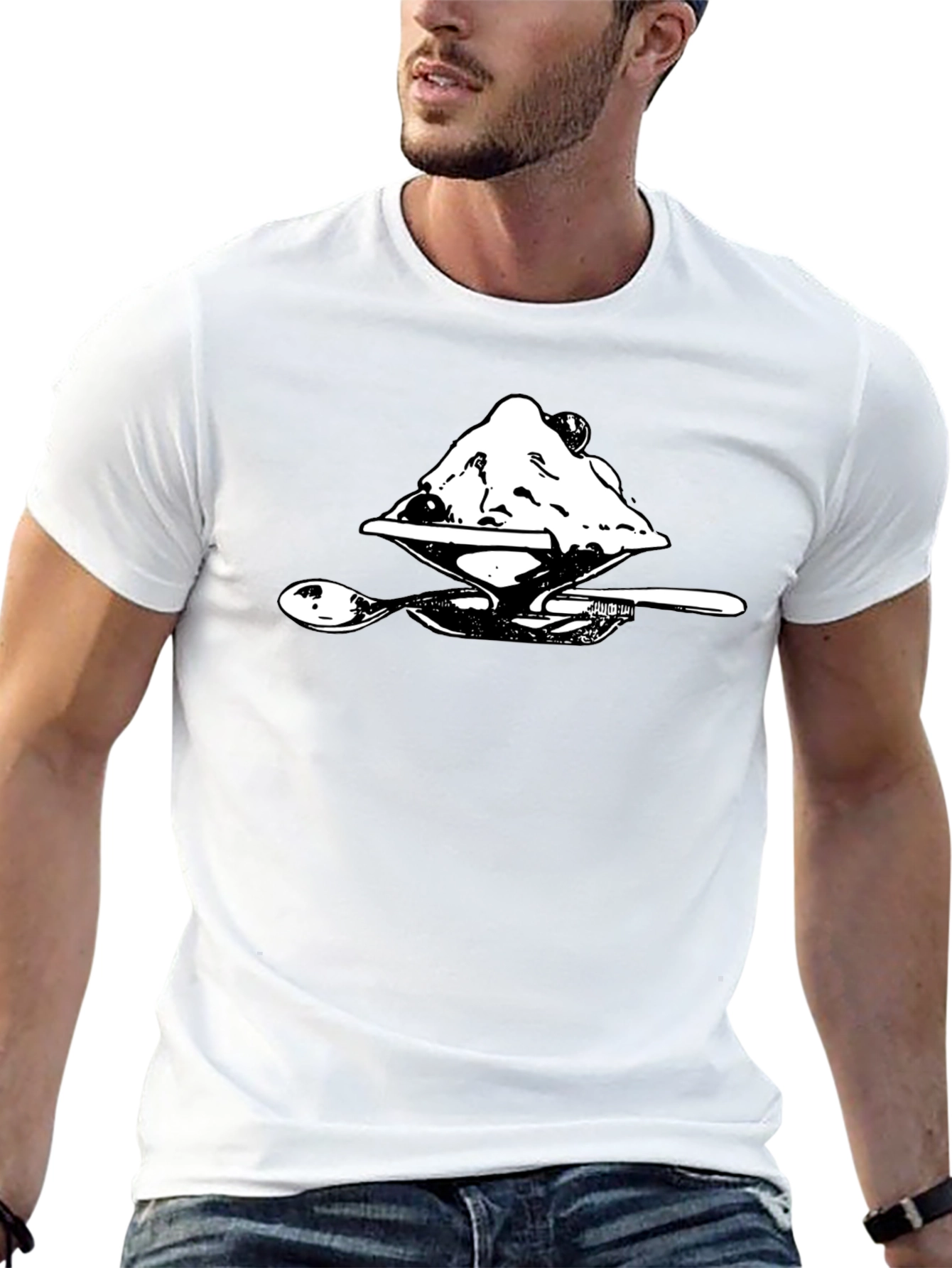 Ice Cream Dessert Graphic Tee - Soft Black Cotton