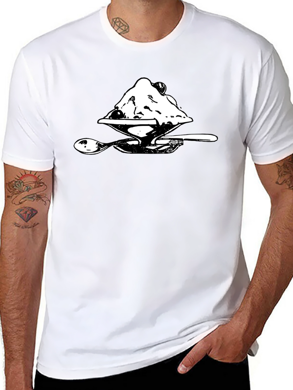 Ice Cream Dessert Graphic Tee - Soft Black Cotton
