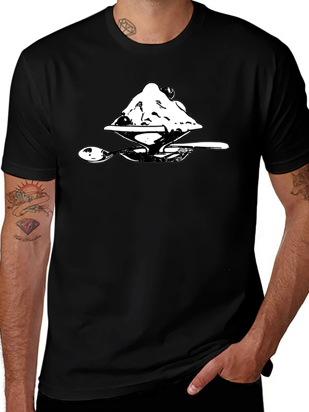 Ice Cream Dessert Graphic Tee - Soft Black Cotton