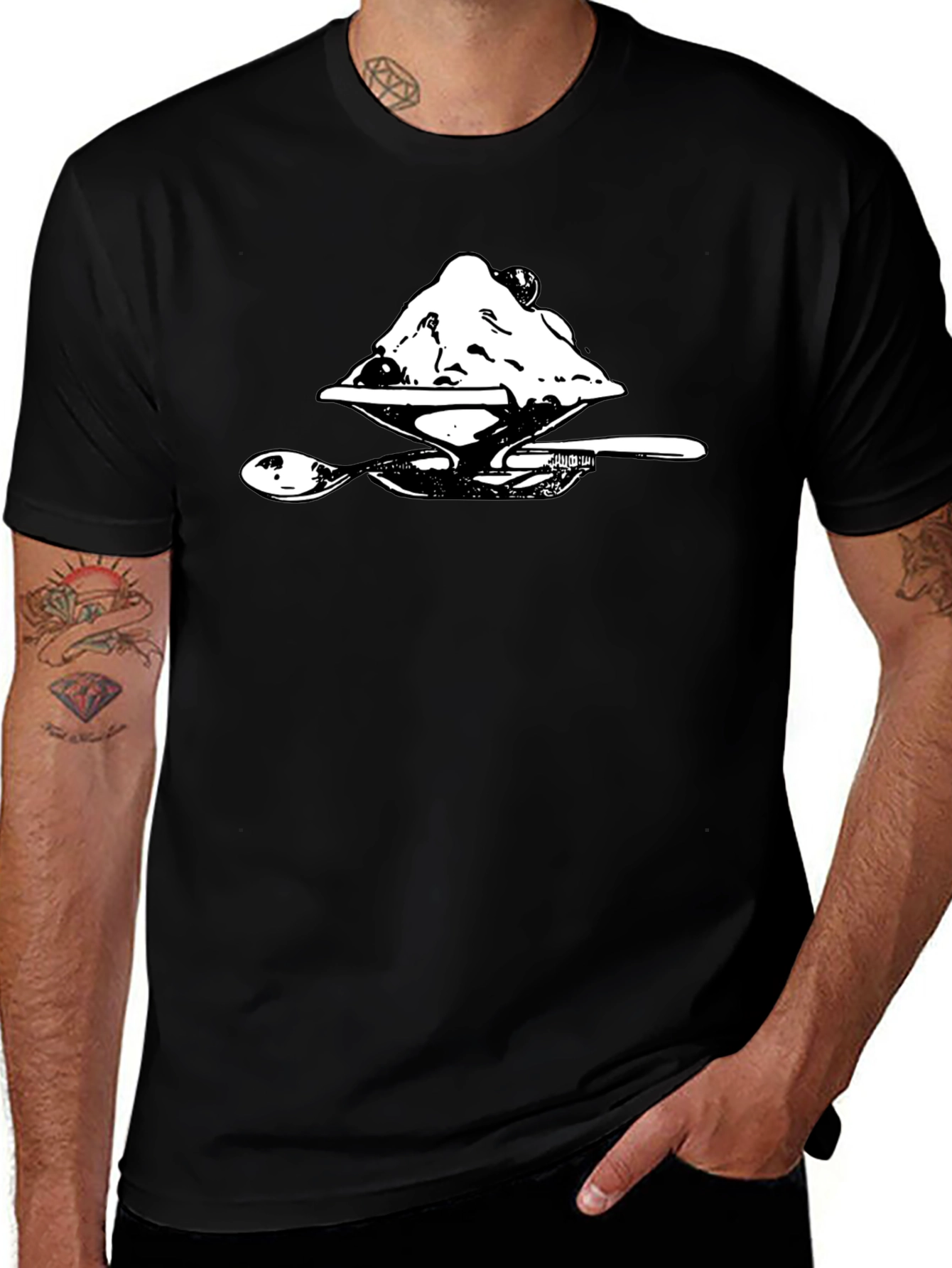 Ice Cream Dessert Graphic Tee - Soft Black Cotton