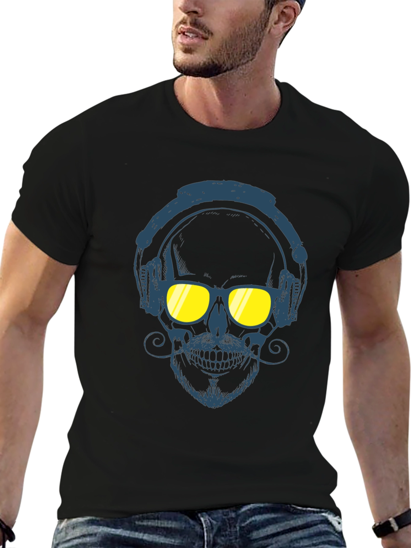 Skull With Headphones Graphic Tee