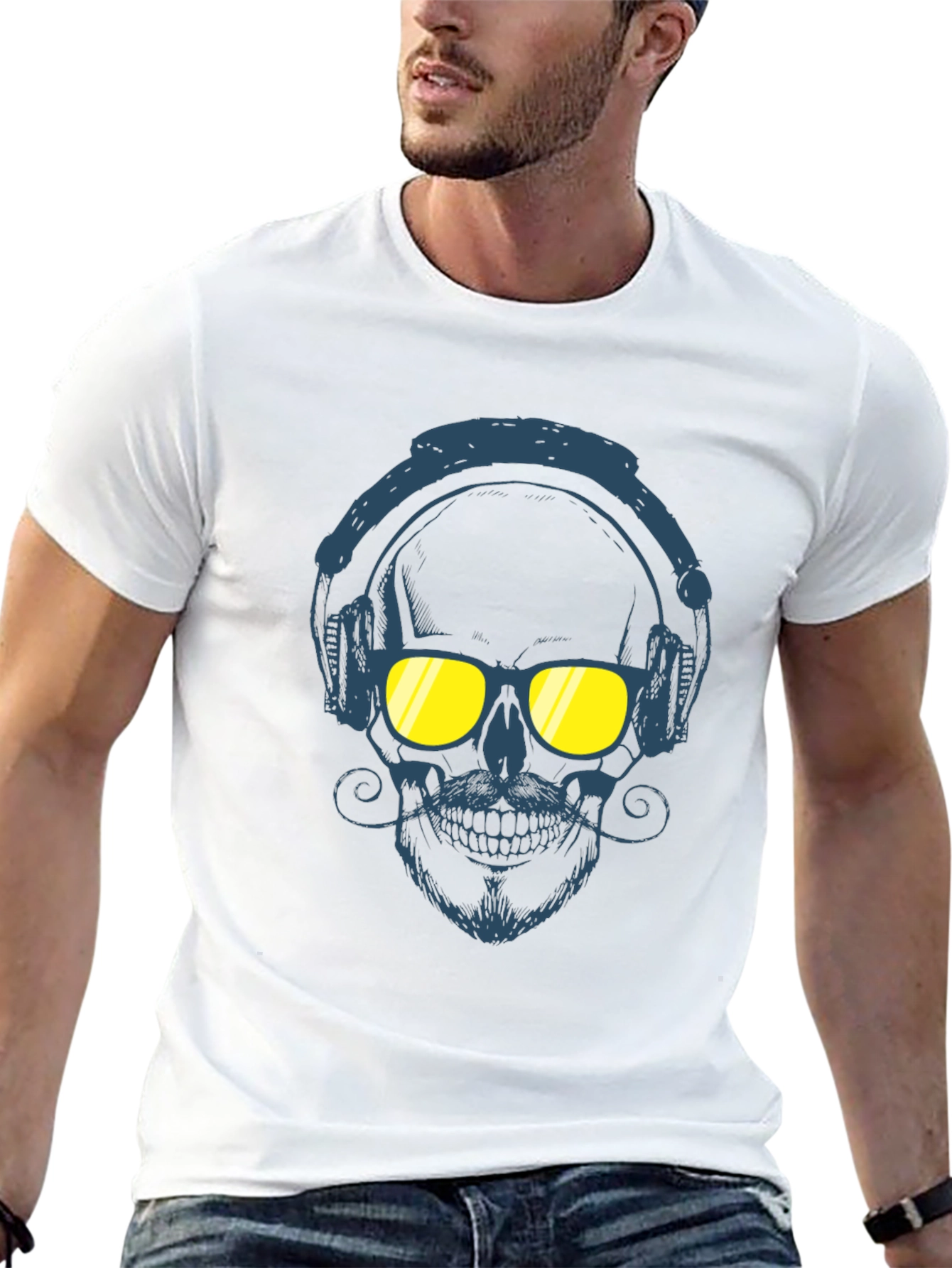 Skull With Headphones Graphic Tee