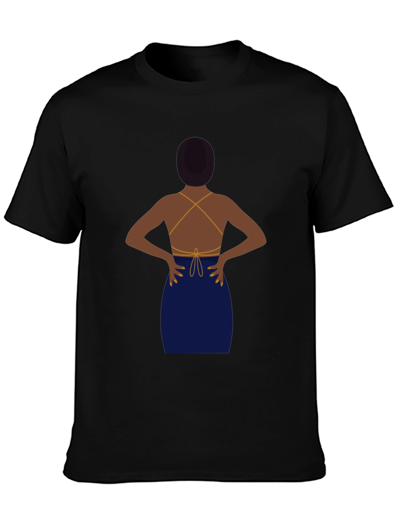 Black T-Shirt with Backless Dress Graphic