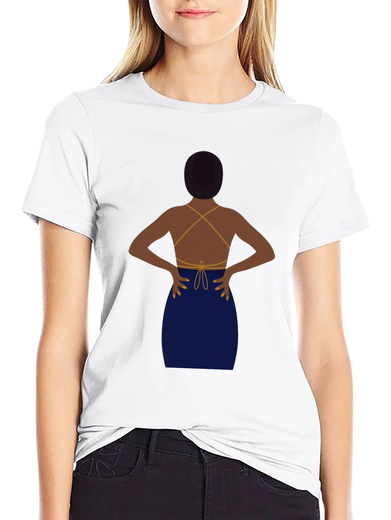 Black T-Shirt with Backless Dress Graphic