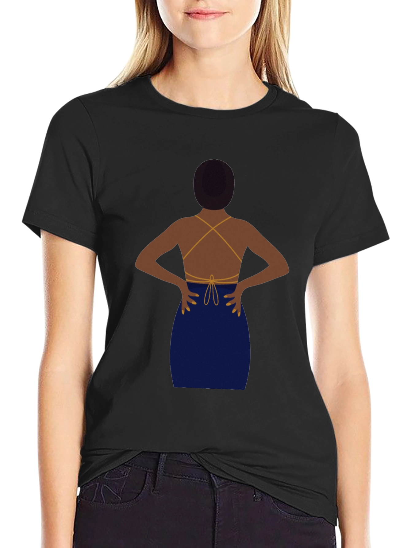 Black T-Shirt with Backless Dress Graphic