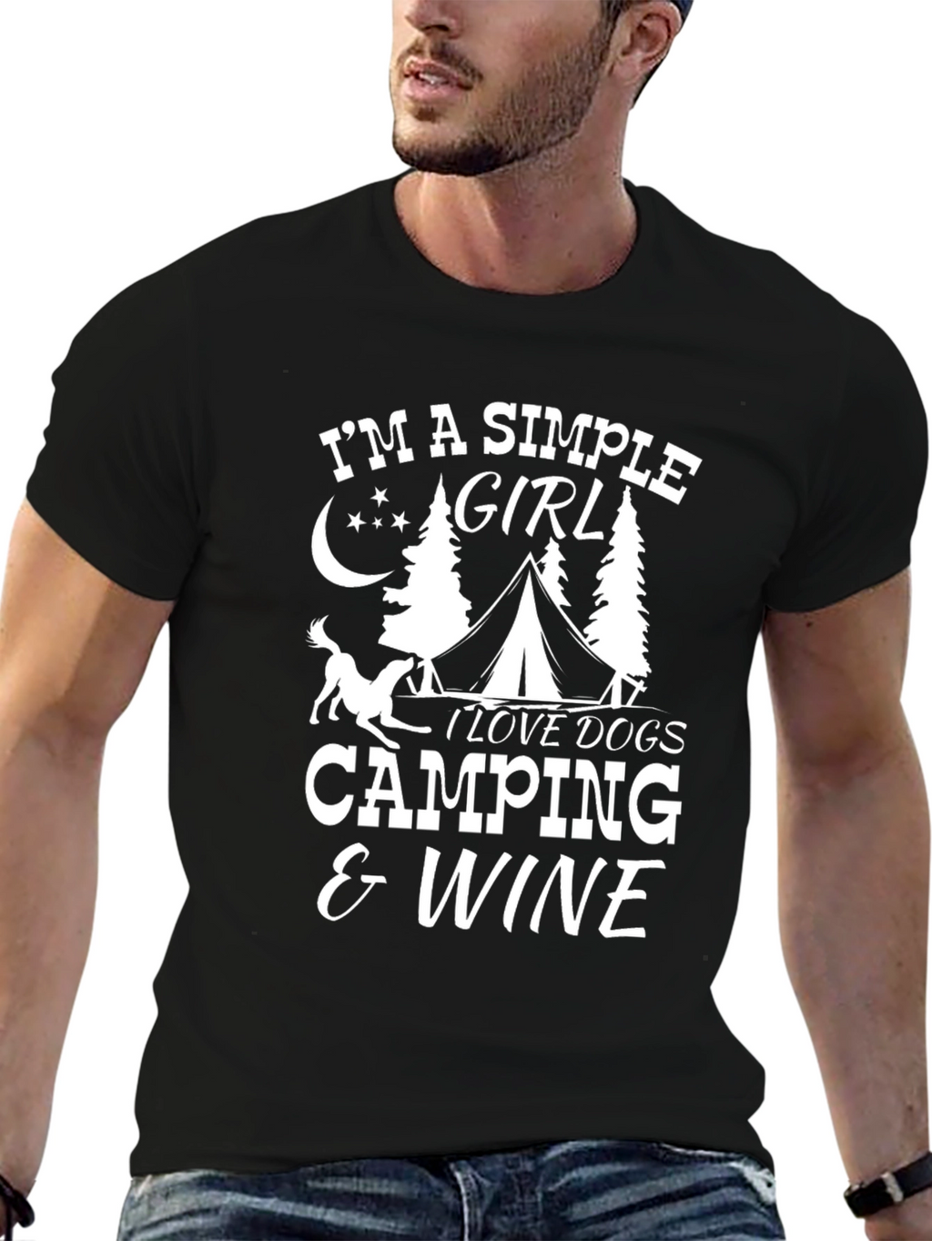 Simple Girl Camping & Wine Graphic T-Shirt