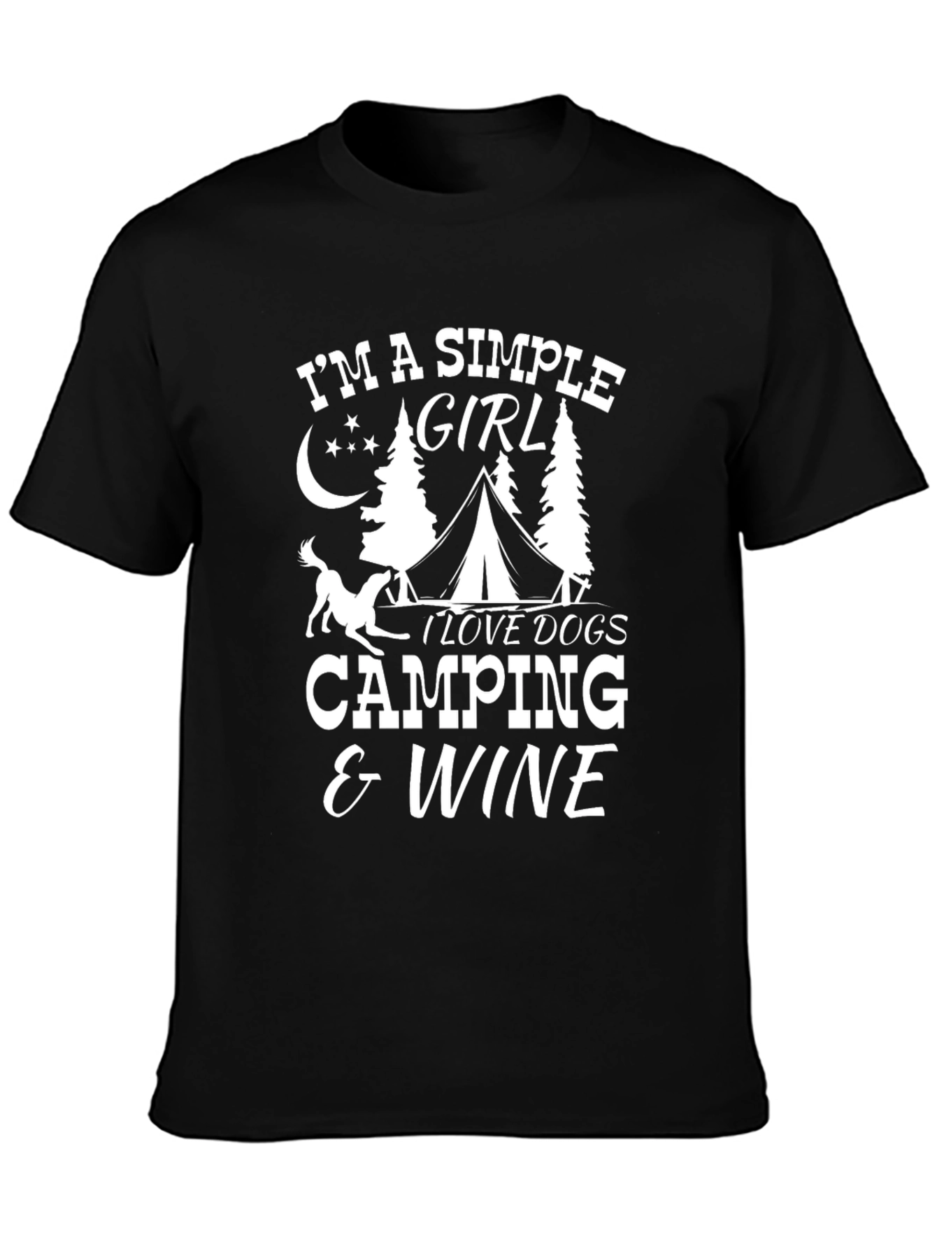Simple Girl Camping & Wine Graphic T-Shirt