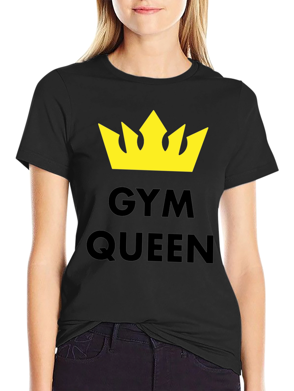 Gym Queen T-Shirt - Yellow Crown Graphic Tee