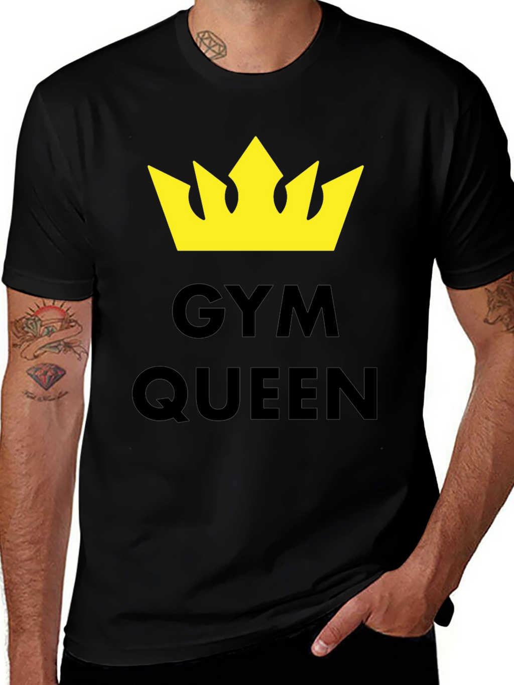 Gym Queen T-Shirt - Yellow Crown Graphic Tee