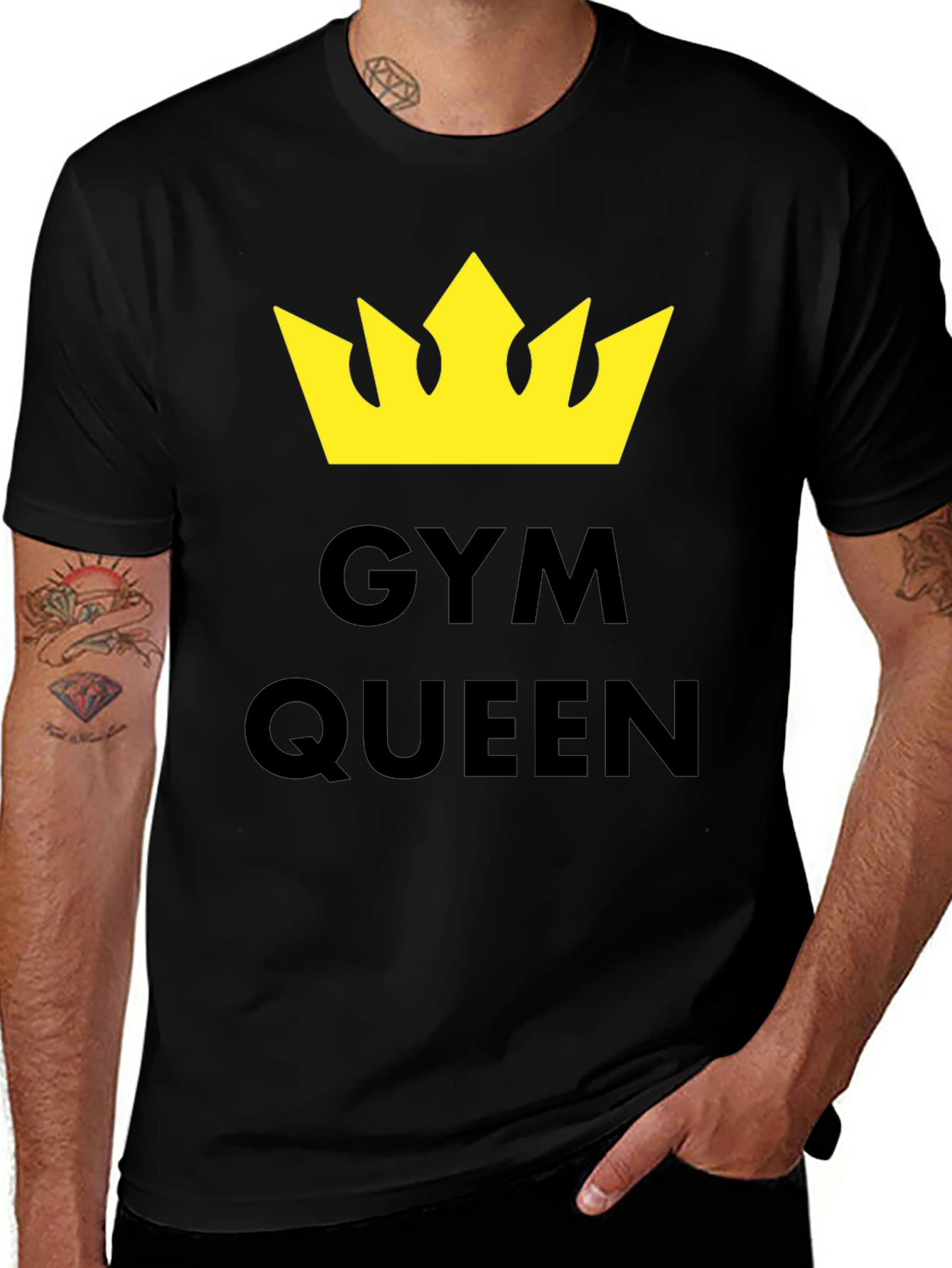 Gym Queen T-Shirt - Yellow Crown Graphic Tee