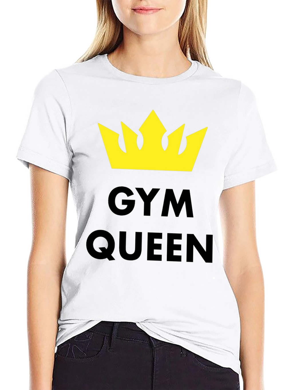 Gym Queen T-Shirt - Yellow Crown Graphic Tee