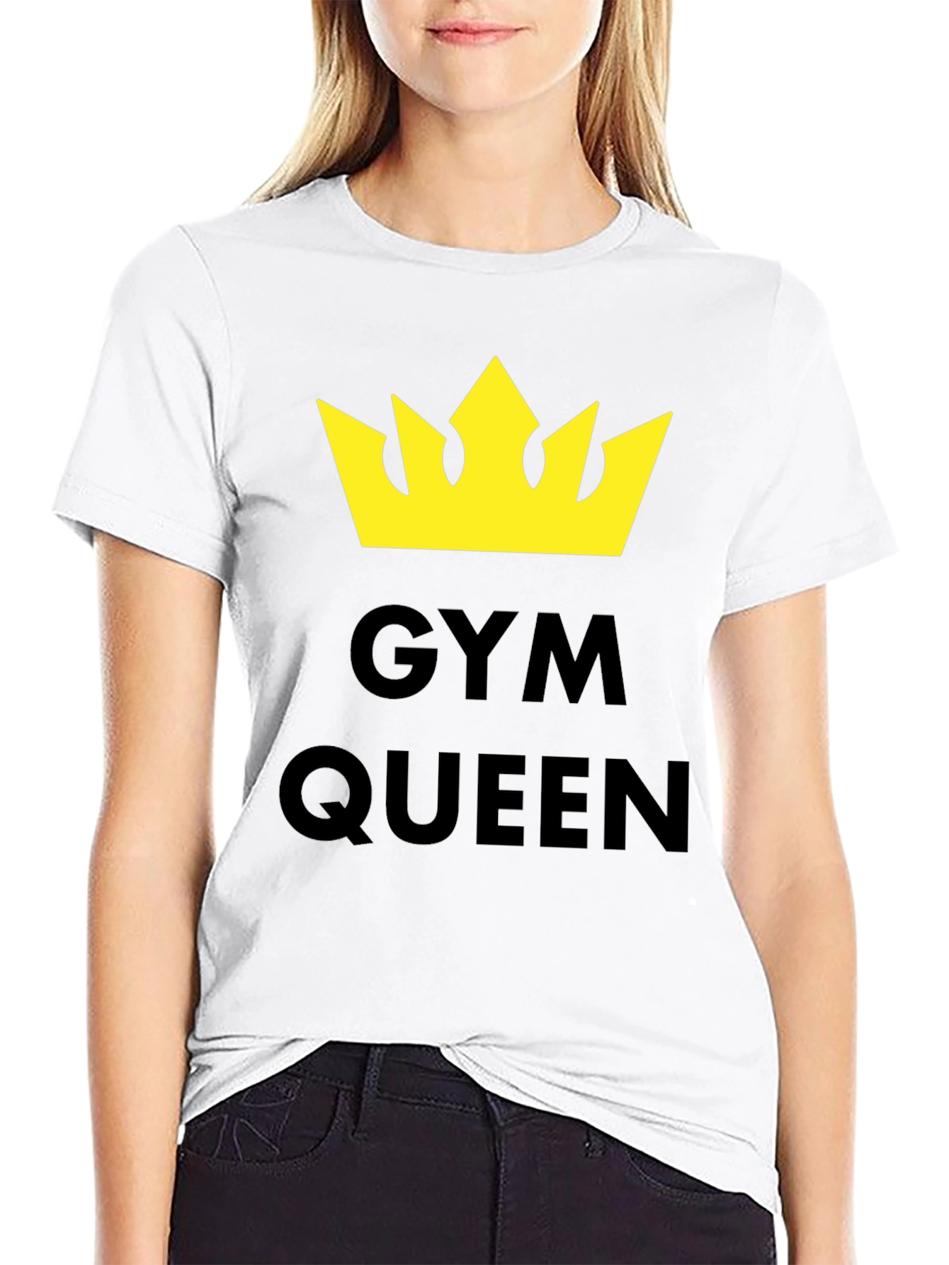 Gym Queen T-Shirt - Yellow Crown Graphic Tee