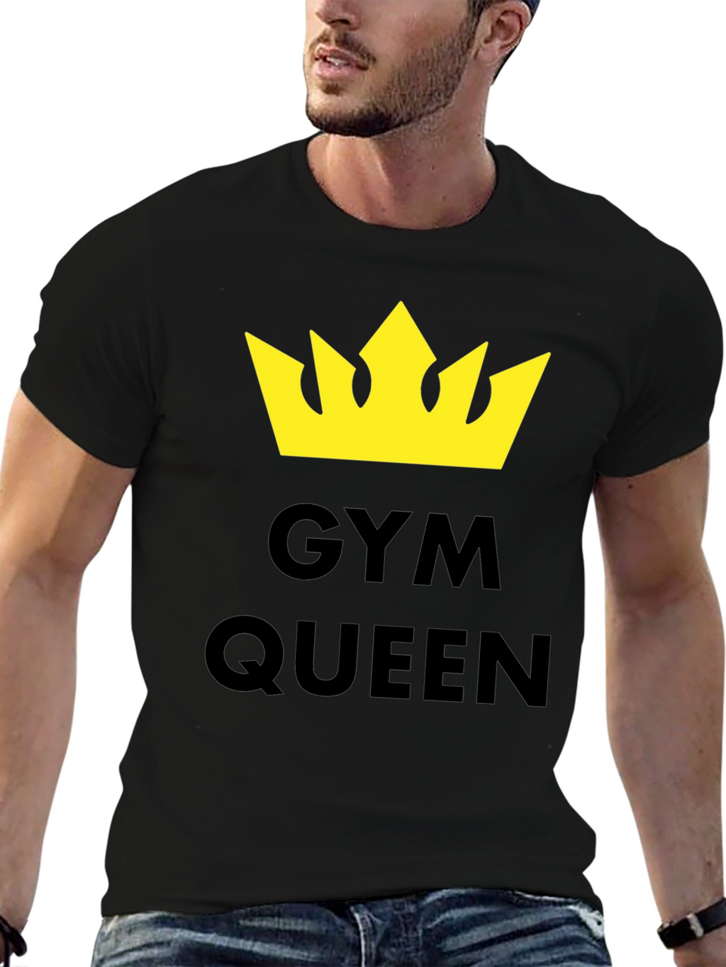 Gym Queen T-Shirt - Yellow Crown Graphic Tee