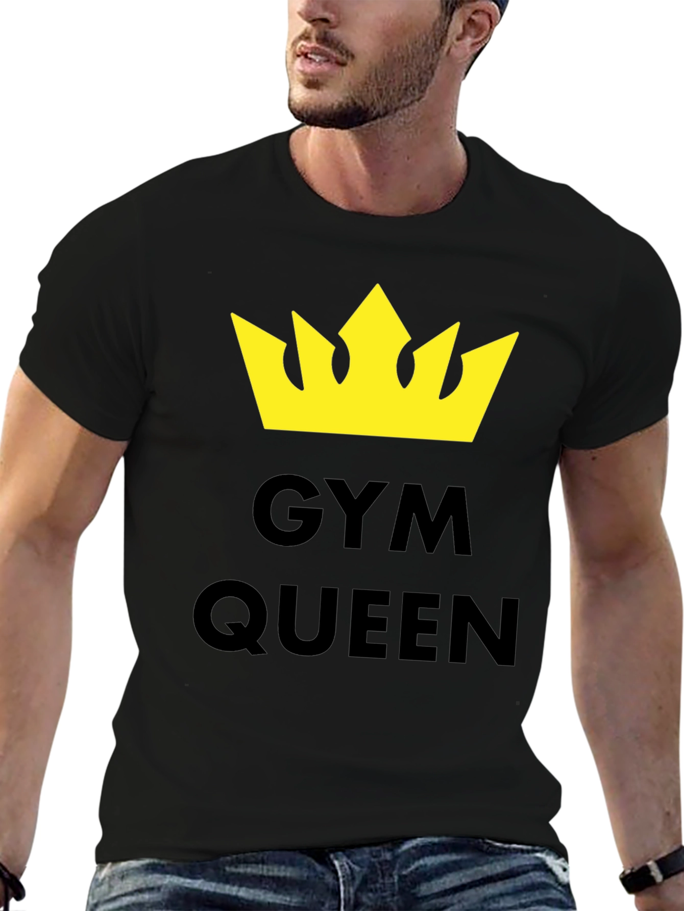 Gym Queen T-Shirt - Yellow Crown Graphic Tee
