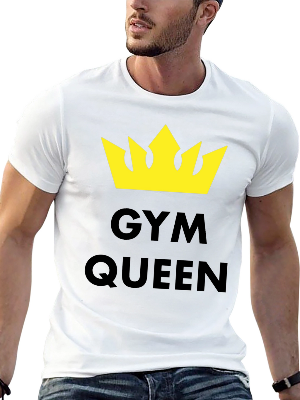 Gym Queen T-Shirt - Yellow Crown Graphic Tee