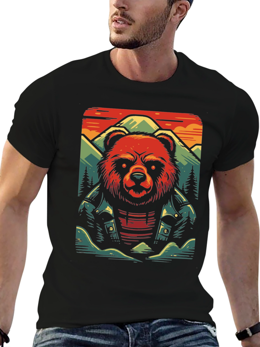 Cool Bear Graphic Tee - Biker Style