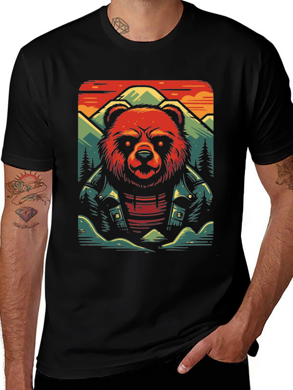 Cool Bear Graphic Tee - Biker Style