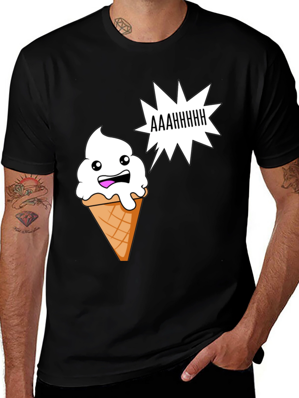 Funny Ice Cream Cone Graphic T-Shirt