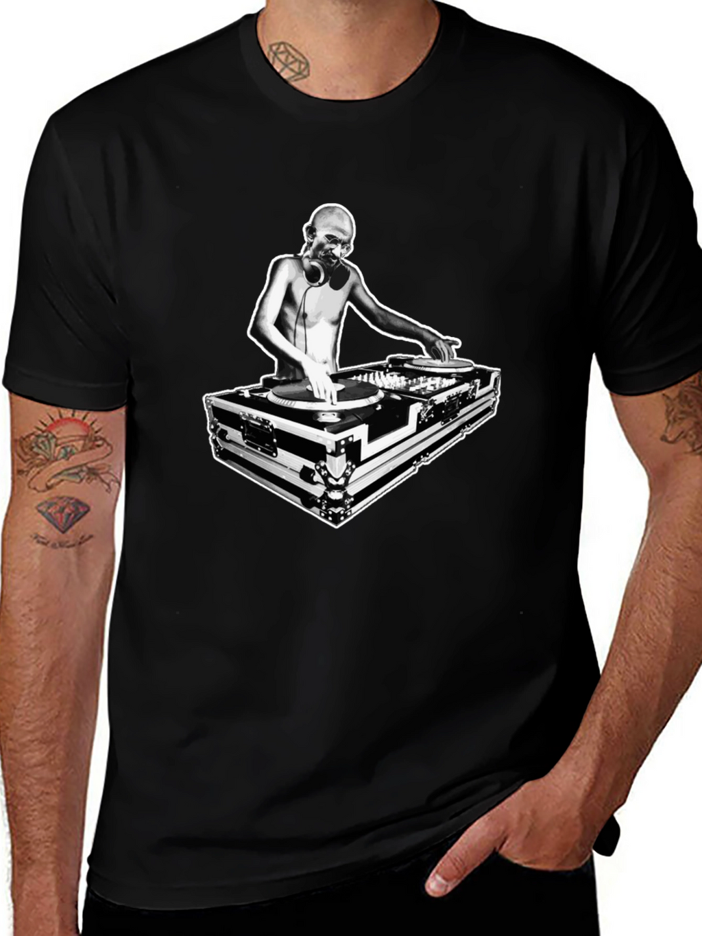 DJ Graphic Tee - Black Crew Neck T-Shirt