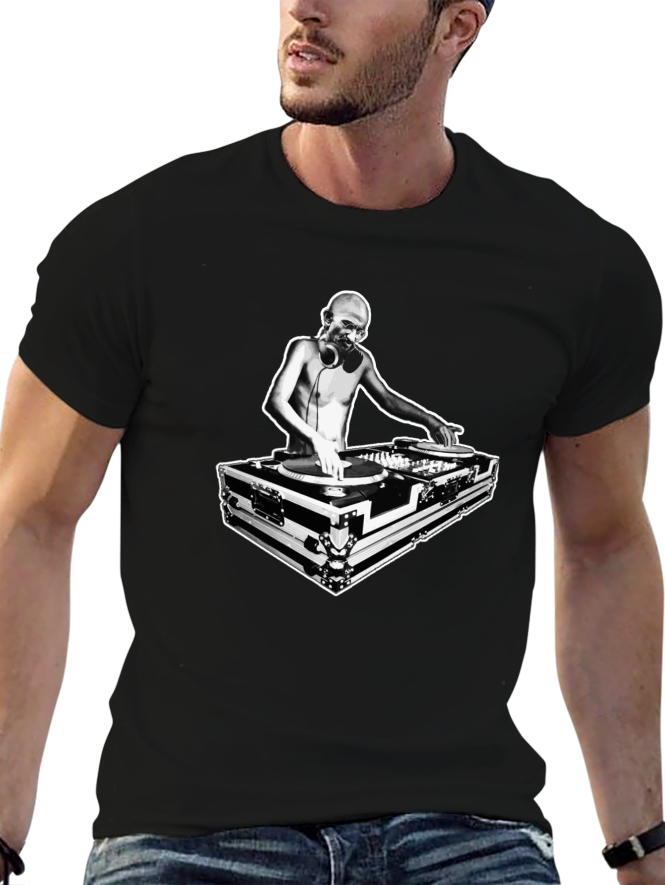 DJ Graphic Tee - Black Crew Neck T-Shirt