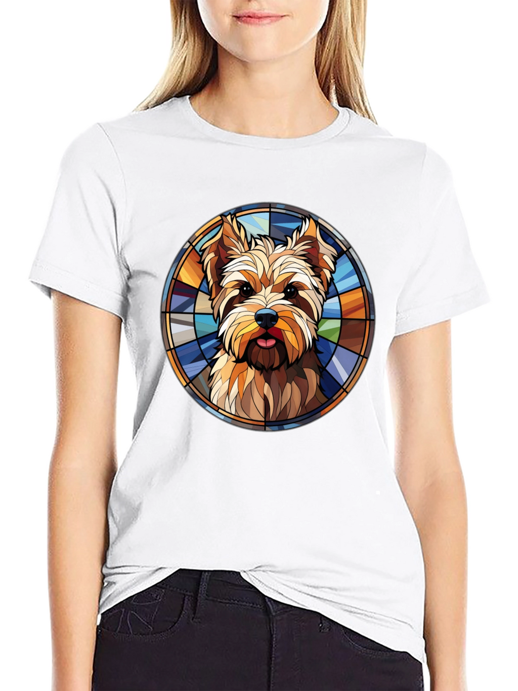 Yorkie Dog Stained Glass Graphic Tee