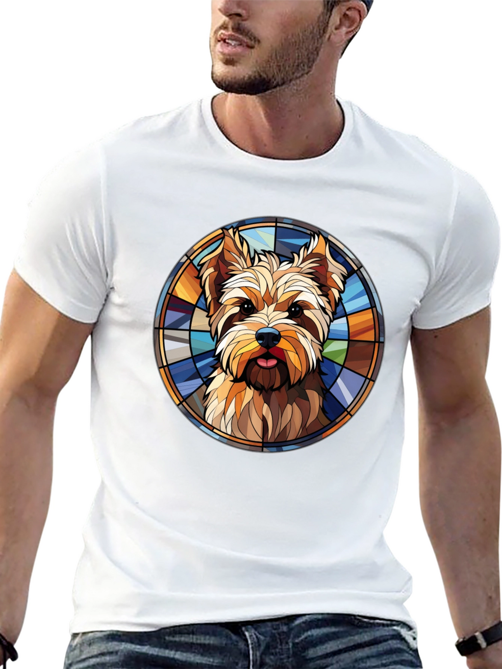 Yorkie Dog Stained Glass Graphic Tee