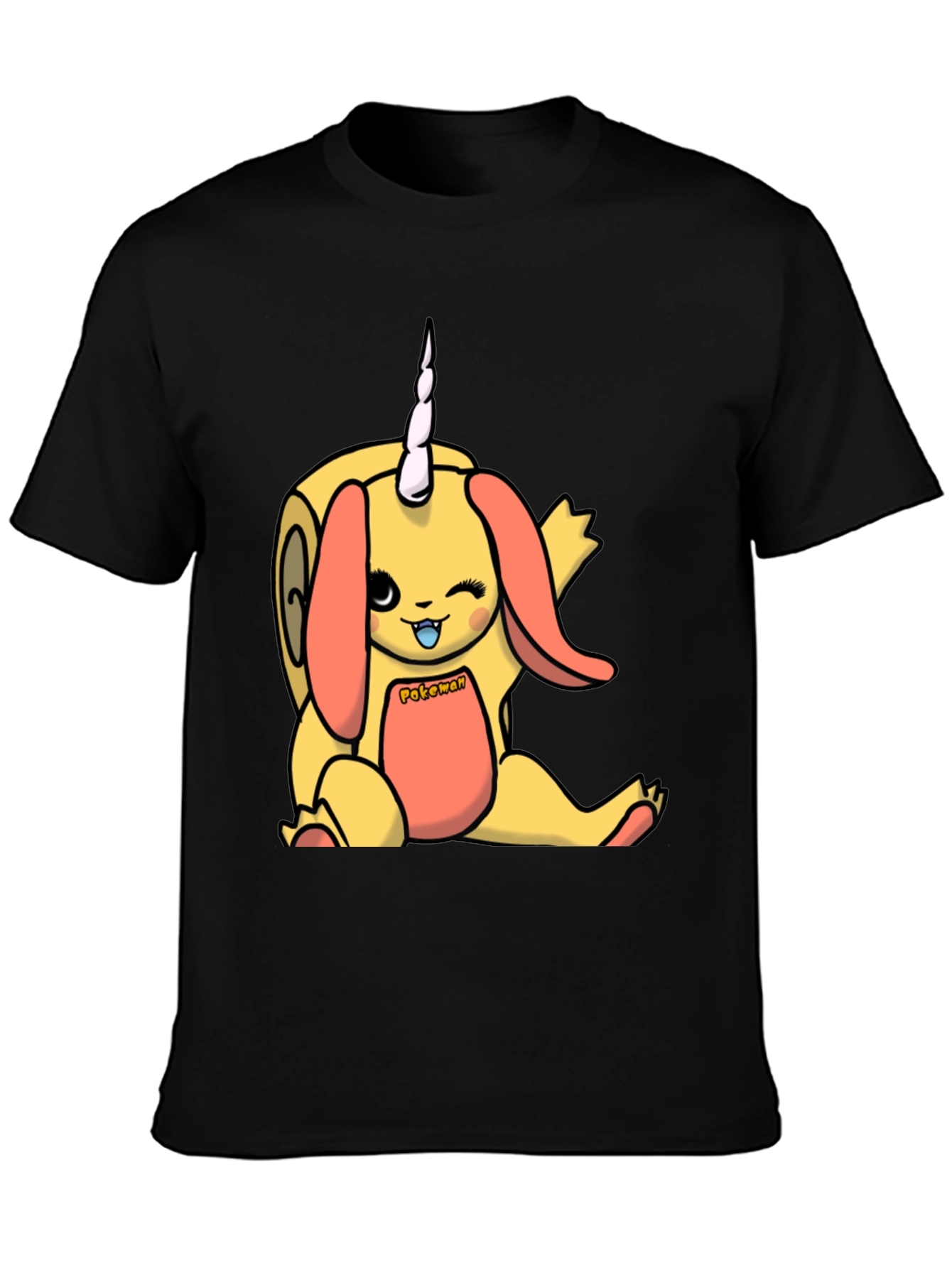 Cute Cartoon Unicorn T-Shirt - Unisex Black Tee