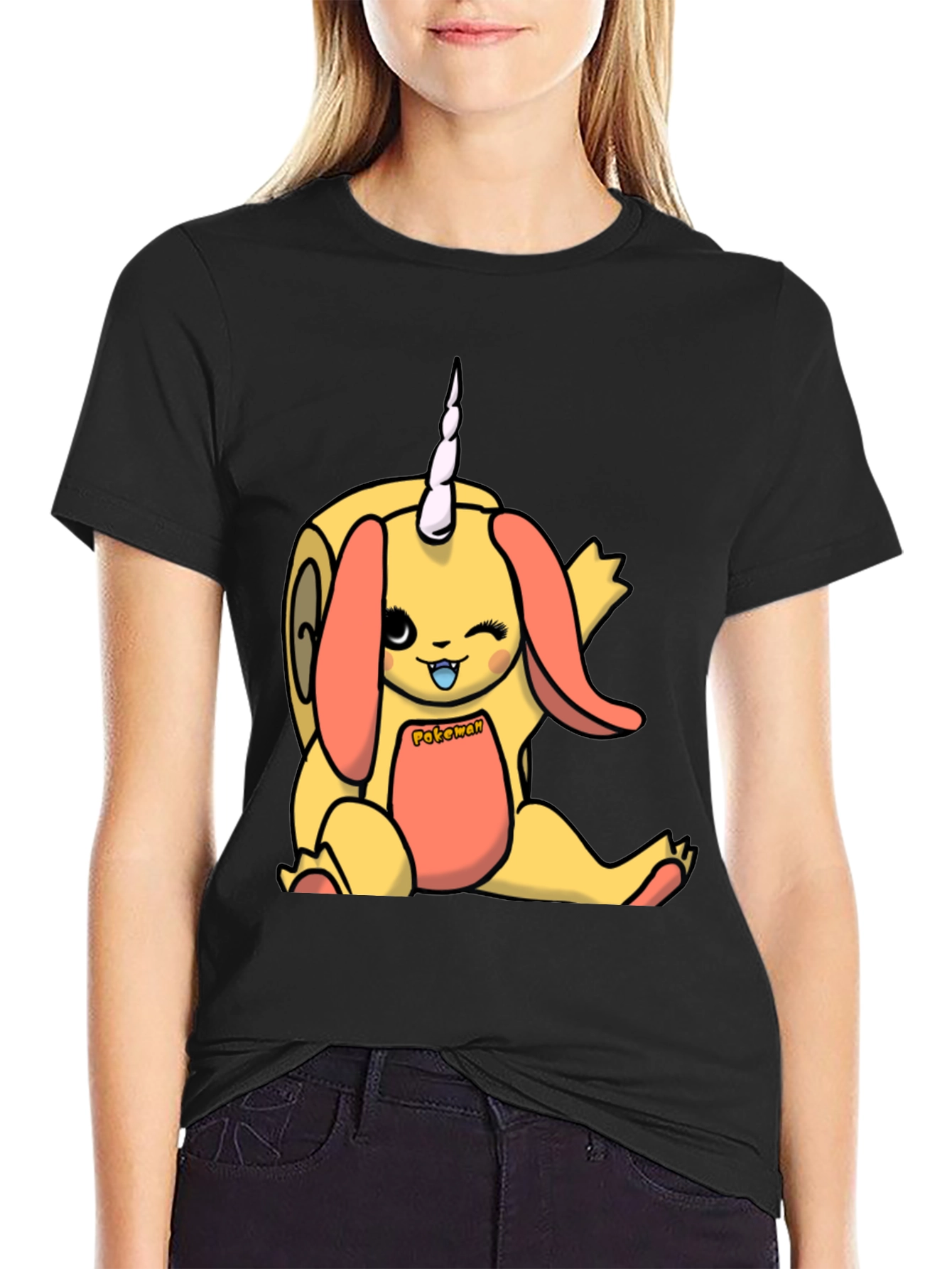 Cute Cartoon Unicorn T-Shirt - Unisex Black Tee