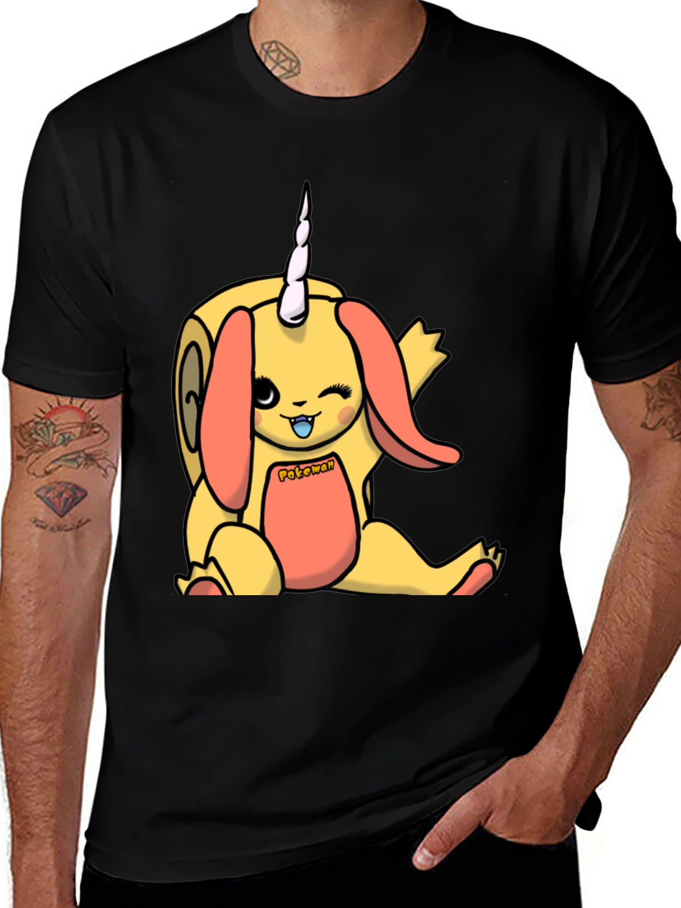 Cute Cartoon Unicorn T-Shirt - Unisex Black Tee