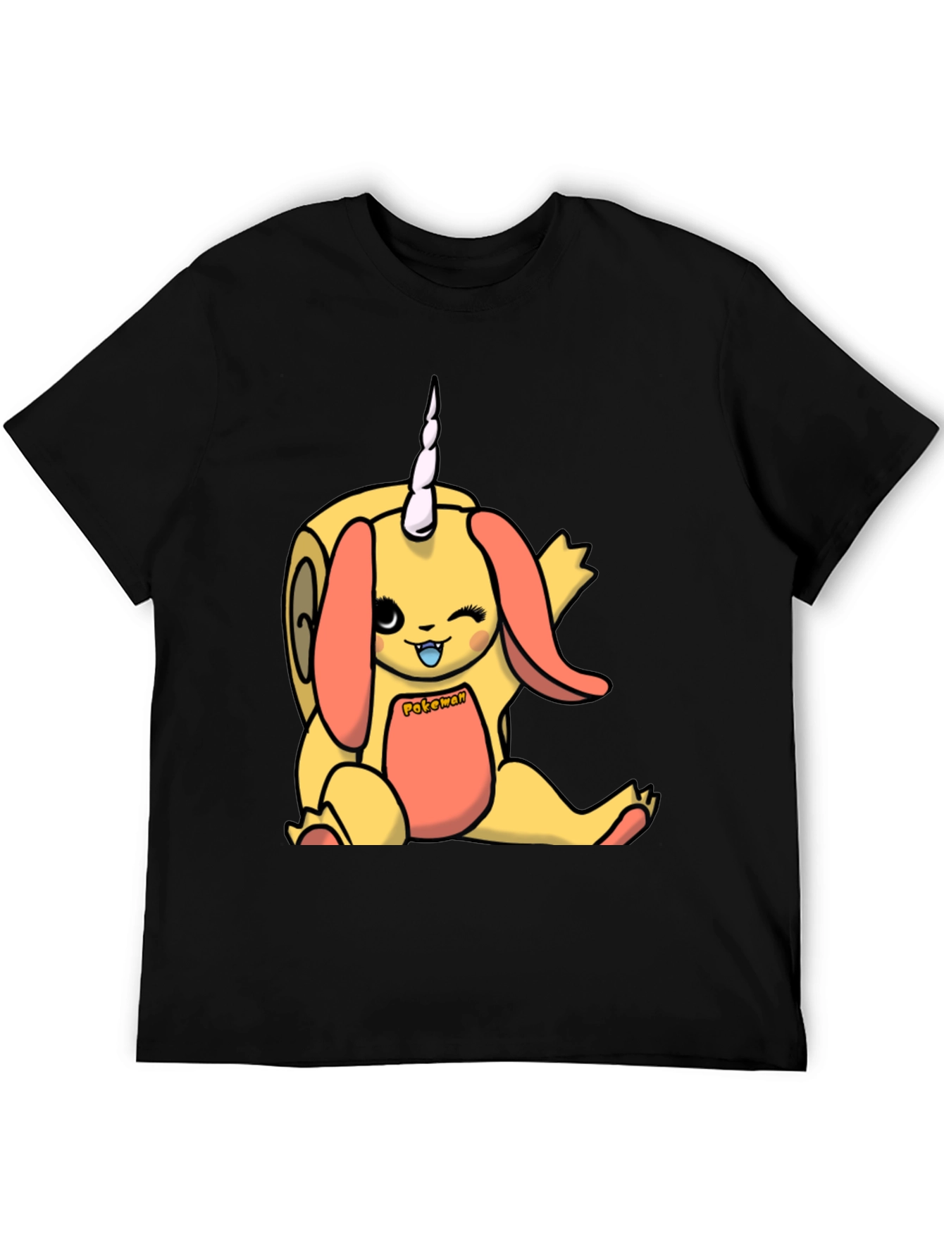 Cute Cartoon Unicorn T-Shirt - Unisex Black Tee