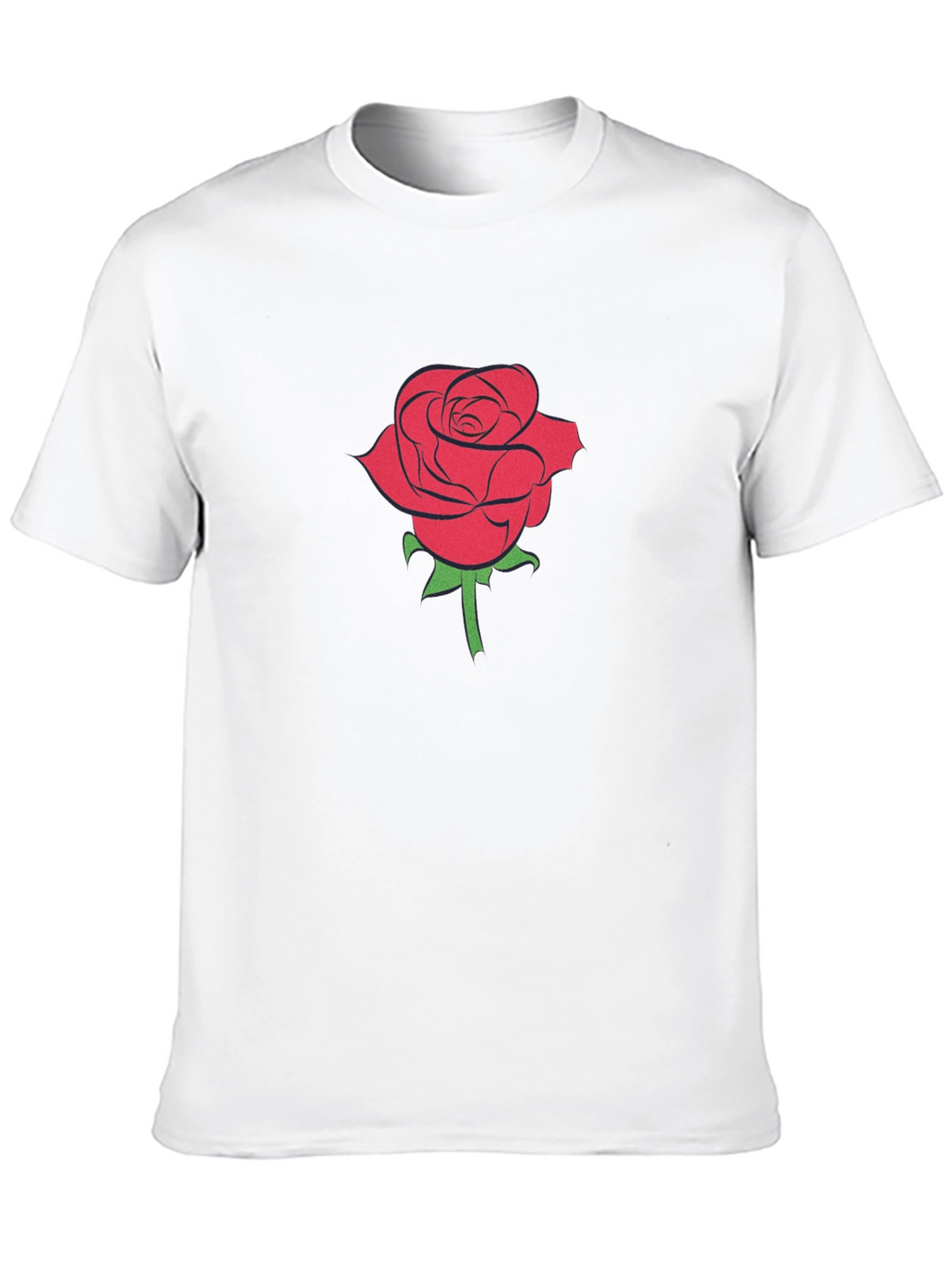 Black T-Shirt with Red Rose Graphic
